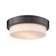 Golden Canada 1270-11 BLK - Wry Lighting Morgon 2-light 11" Flush Mount in Matte Black and Opal Glass